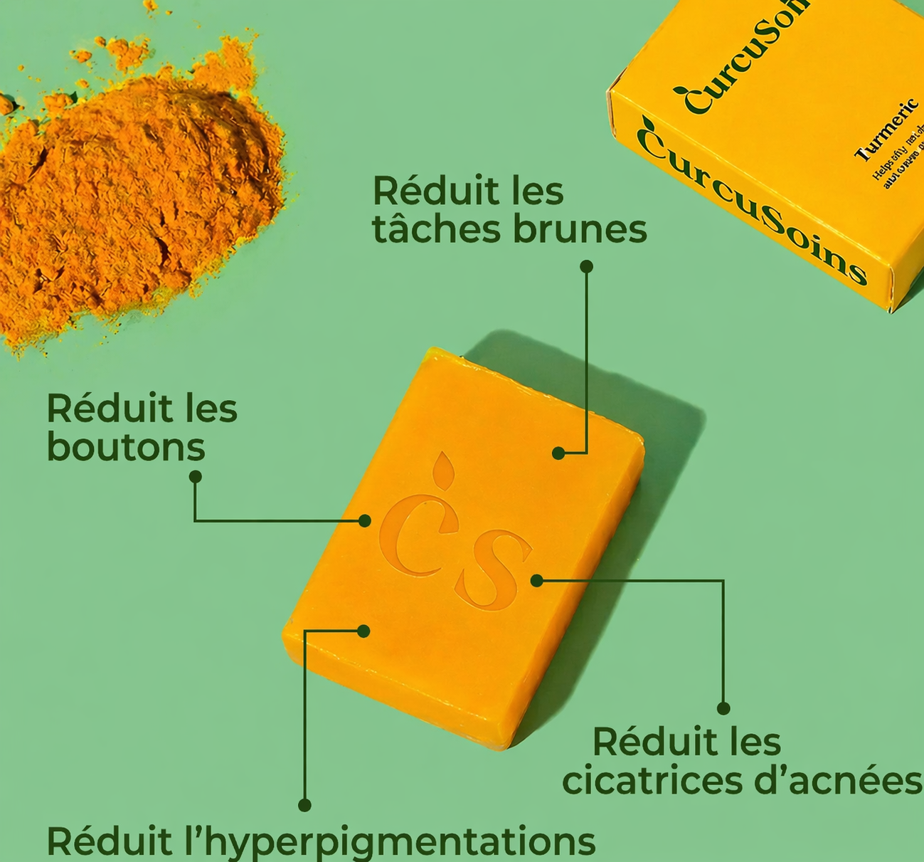 Savon biologique anti-tâches au Curcuma & Acide Kojic